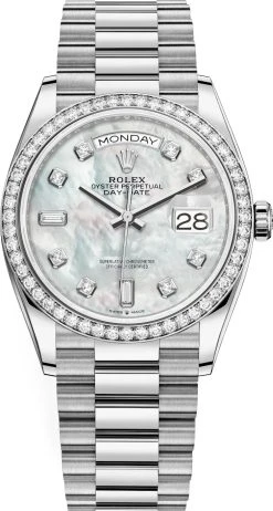 Rolex Day-Date 36mm White Gold 128349RBR MOP Diamond