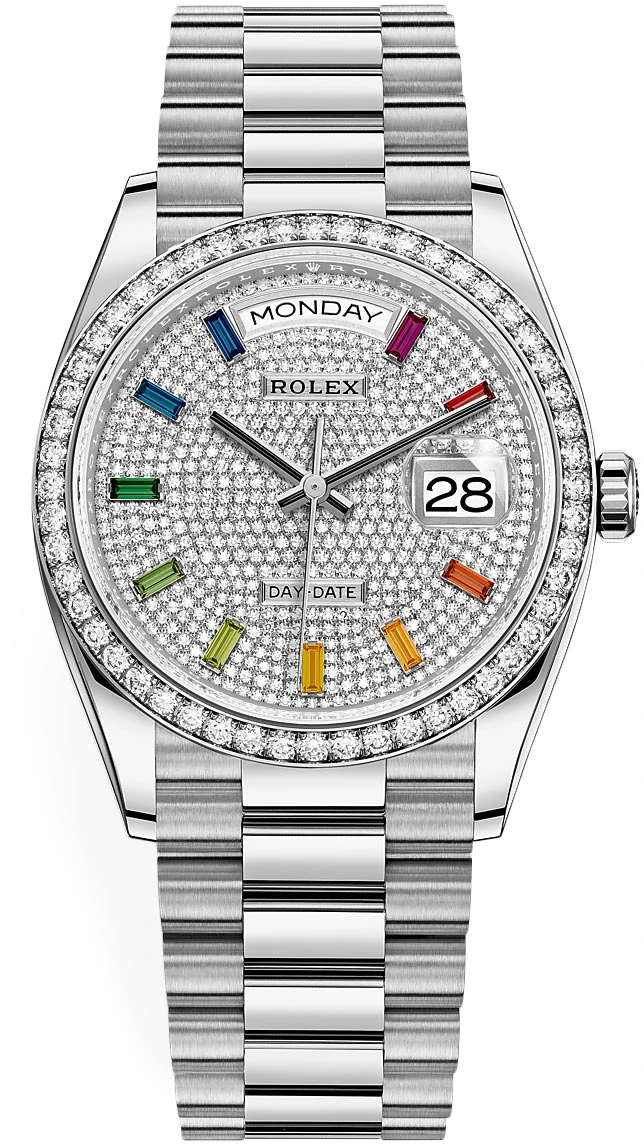 Rolex Day-Date 36mm White Gold 128349RBR Pave Rainbow Rolex Day-Date 36mm White Gold 128349RBR Pave Rainbow -Omega Shop 128349RBR Pave Rainbow