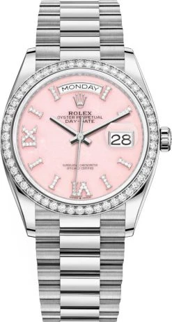 Rolex Day-Date 36mm White Gold 128349RBR Pink Opal