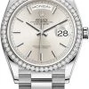 Rolex Day-Date 36mm White Gold 128349RBR Silver Index -Omega Shop 128349RBR Silver Index