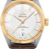 Omega Globemaster 39mm 130.23.39.21.02.001 -Omega Shop 13023392102001 Omega Globemaster Stainless Steel Yellow Gold Silver Dial Leather Strap