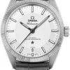Omega Globemaster 39mm 130.33.39.21.02.001 -Omega Shop 13033392102001 Omega Globemaster Stainless Steel Silver Dial Leather Strap