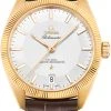 Omega Globemaster 39mm 130.53.39.21.02.002 -Omega Shop 13053392102002 Omega Globemaster Yellow Gold Silver Dial Leather Strap
