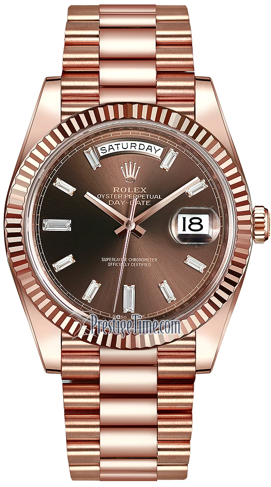 Rolex Day-Date 40mm Everose Gold 228235 Chocolate Baguette Index Rolex Day-Date 40mm Everose Gold 228235 Chocolate Baguette Index -Omega Shop 228235