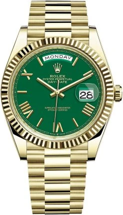 Rolex Day-Date 40mm Yellow Gold 228238 Green Roman