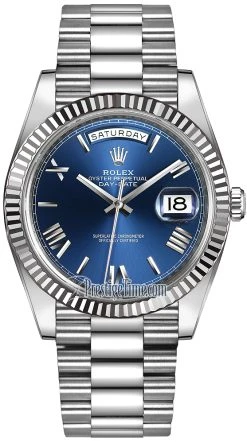 Rolex Day-Date 40mm White Gold 228239 Blue Roman