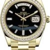 Rolex Day-Date 40mm Yellow Gold 228348RBR Onyx Baguette -Omega Shop 228348RBR Onyx Baguette
