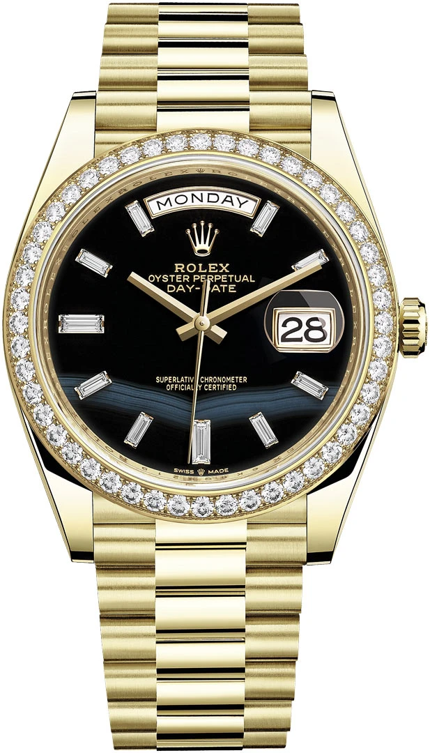 Rolex Day-Date 40mm Yellow Gold 228348RBR Onyx Baguette Rolex Day-Date 40mm Yellow Gold 228348RBR Onyx Baguette -Omega Shop 228348RBR Onyx Baguette