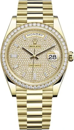 Rolex Day-Date 40mm White Gold 228348RBR Pave Baguette