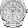 Rolex Day-Date 40mm White Gold 228349RBR Meteorite Baguette