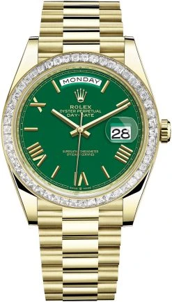 Rolex Day-Date 40mm Yellow Gold 228398TBR Green Roman