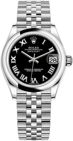 Rolex Datejust 31mm Stainless Steel 278240 Black Roman Jubilee
