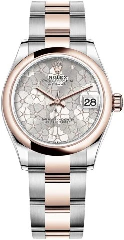 Rolex Datejust 31mm Stainless Steel And Rose Gold 278241 Silver Floral Oyster