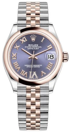 Rolex Datejust 31mm Stainless Steel And Rose Gold 278241 Aubergine Roman VI Jubilee