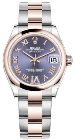 Rolex Datejust 31mm Stainless Steel And Rose Gold 278241 Aubergine Roman VI Oyster