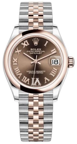 Rolex Datejust 31mm Stainless Steel And Rose Gold 278241 Chocolate Roman VI Jubilee