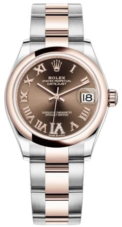 Rolex Datejust 31mm Stainless Steel And Rose Gold 278241 Chocolate Roman VI Oyster