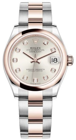 Rolex Datejust 31mm Stainless Steel And Rose Gold 278241 Silver Diamond Oyster