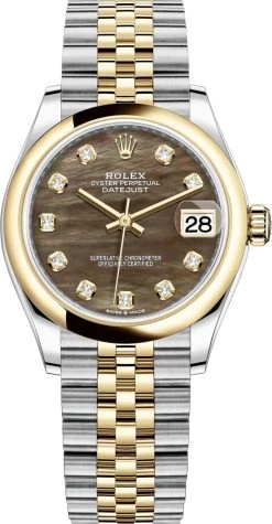 Rolex Datejust 31mm Stainless Steel And Yellow Gold 278243 Black MOP Diamond Jubilee