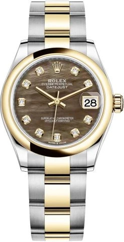 Rolex Datejust 31mm Stainless Steel And Yellow Gold 278243 Black MOP Diamond Oyster
