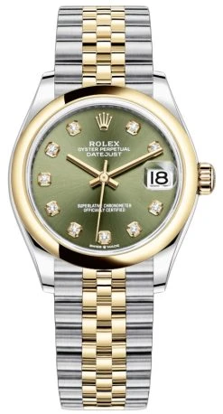 Rolex Datejust 31mm Stainless Steel And Yellow Gold 278243 Green Diamond Jubilee
