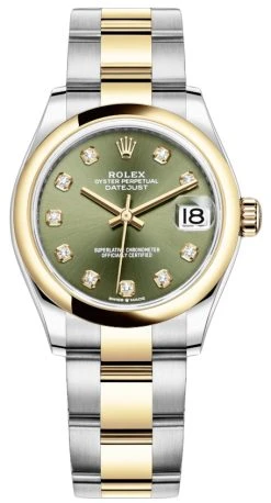 Rolex Datejust 31mm Stainless Steel And Yellow Gold 278243 Green Diamond Oyster