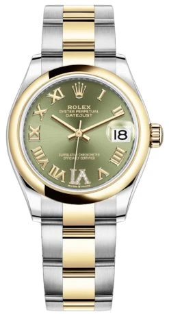 Rolex Datejust 31mm Stainless Steel And Yellow Gold 278243 Green VI Roman Oyster