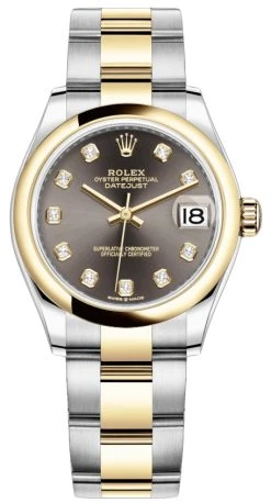Rolex Datejust 31mm Stainless Steel And Yellow Gold 278243 Grey Diamond Oyster