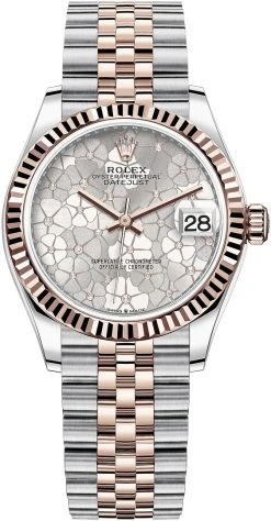 Rolex Datejust 31mm Stainless Steel And Rose Gold 278271 Silver Floral Jubilee