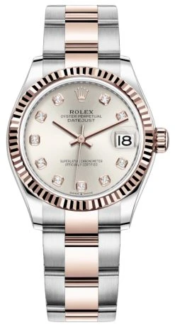Rolex Datejust 31mm Stainless Steel And Rose Gold 278271 Silver Diamond Oyster