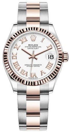 Rolex Datejust 31mm Stainless Steel And Rose Gold 278271 White Roman Oyster