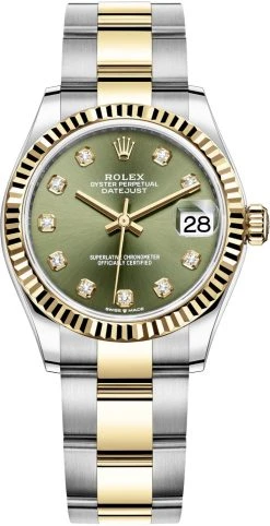 Rolex Datejust 31mm Stainless Steel And Yellow Gold 278273 Green Diamond Oyster