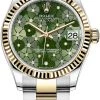 Rolex Datejust 31mm Stainless Steel And Yellow Gold 278273 Olive Green Floral Oyster -Omega Shop 278273 Olive Green Floral Oyster