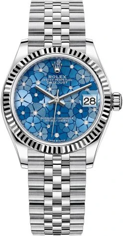 Rolex Datejust 31mm Stainless Steel 278274 Azzurro Blue Floral Jubilee