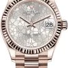 Rolex Datejust 31mm Everose Gold 278275 Silver Floral President -Omega Shop 278275 Silver Floral President