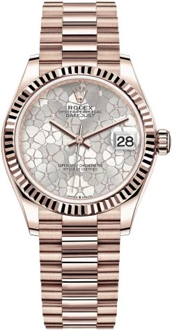 Rolex Datejust 31mm Everose Gold 278275 Silver Floral President