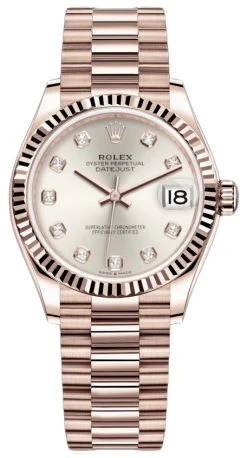 Rolex Datejust 31mm Everose Gold 278275 Silver Diamond President