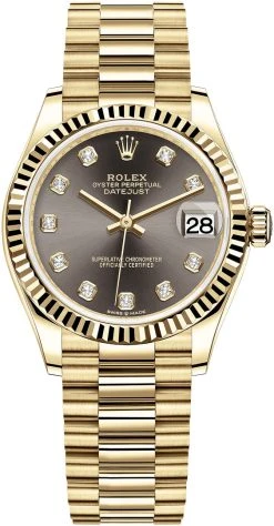 Rolex Datejust 31mm Yellow Gold 278278 Dark Grey Diamond President