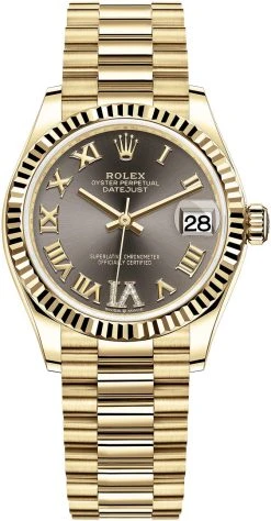 Rolex Datejust 31mm Yellow Gold 278278 Dark Grey Roman VI President