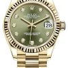 Rolex Datejust 31mm Yellow Gold 278278 Olive Green Diamond President