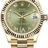 Rolex Datejust 31mm Yellow Gold 278278 Olive Green Roman VI President -Omega Shop 278278 Olive Green Roman VI President