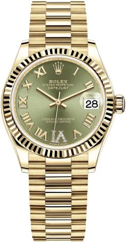 Rolex Datejust 31mm Yellow Gold 278278 Olive Green Roman VI President