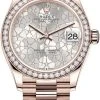 Rolex Datejust 31mm Everose Gold 278285rbr Silver Floral President