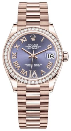 Rolex Datejust 31mm Everose Gold 278285rbr Aubergine VI Roman President
