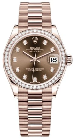 Rolex Datejust 31mm Everose Gold 278285rbr Chocolate Diamond President