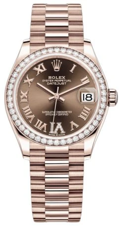 Rolex Datejust 31mm Everose Gold 278285rbr Chocolate VI Roman President