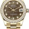 Rolex Datejust 31mm Yellow Gold 278288RBR Black MOP Diamond President -Omega Shop 278288RBR Black MOP Diamond President