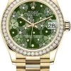 Rolex Datejust 31mm Yellow Gold 278288rbr Olive Green Floral President -Omega Shop 278288rbr Olive Green Floral President
