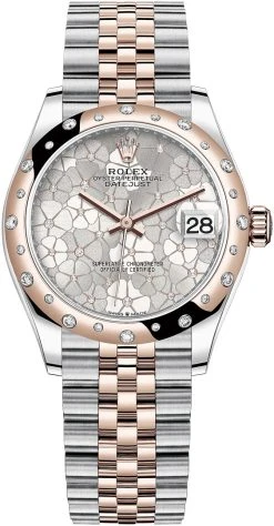 Rolex Datejust 31mm Stainless Steel And Rose Gold 278341rbr Silver Floral Jubilee