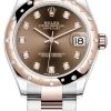 Rolex Datejust 31mm Stainless Steel And Rose Gold 278341rbr Chocolate Diamond Oyster
